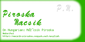 piroska macsik business card